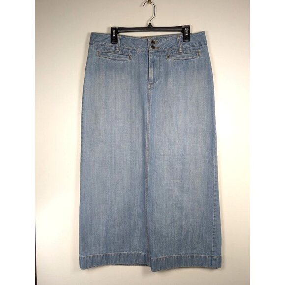 Old Navy Denim Maxi Skirt Women's Size 12 Y2K Grunge Boho Western Ultra Low Rise - Picture 1 of 8